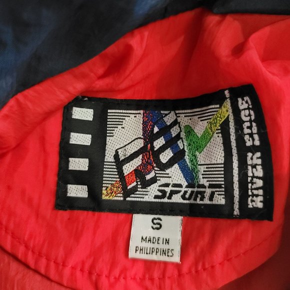 River Edge Vintage 80s unisex color block primary color windbreaker small - Picture 3 of 4